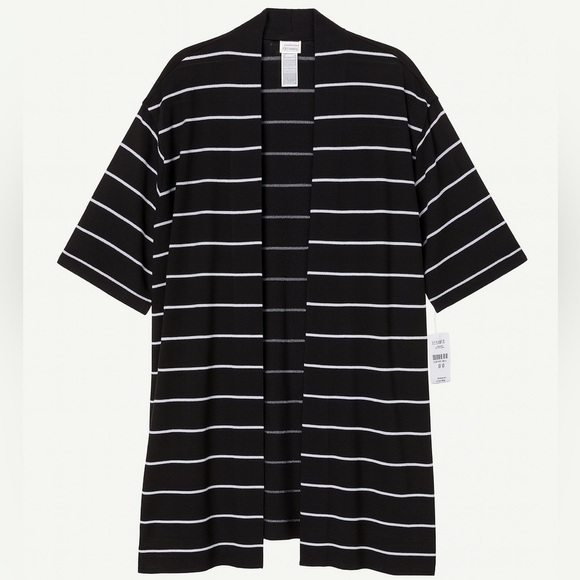 NWT Chico’s Travelers Stripe Cardigan Sweater Jacket Black White Size Small - Picture 1 of 5